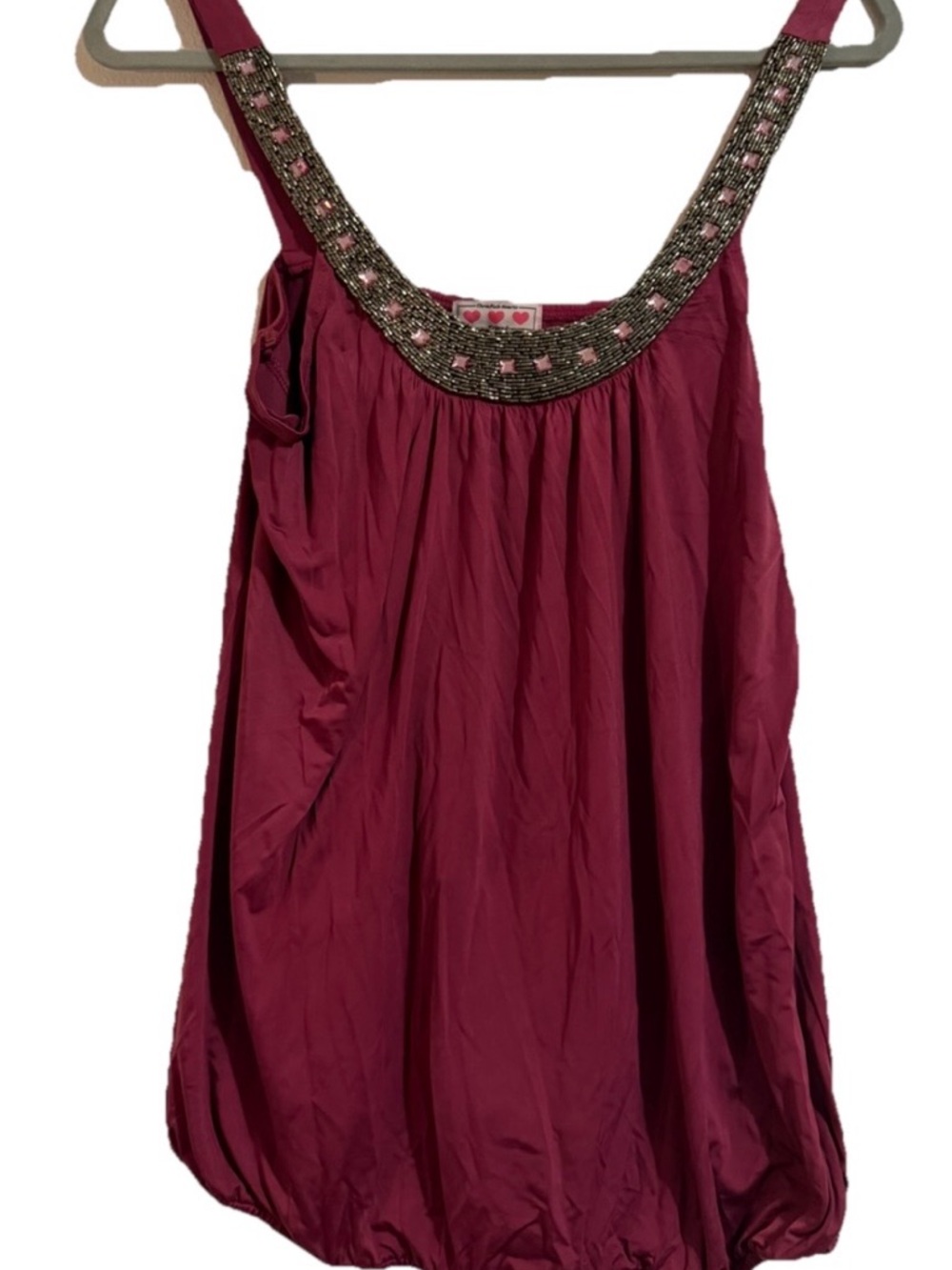 Trixxi Beaded Scoop Neck Camisole in Deep Berry